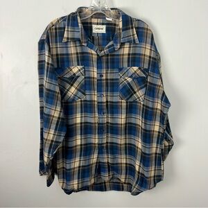 Campus Plaid Flannel Button-Up Shirt